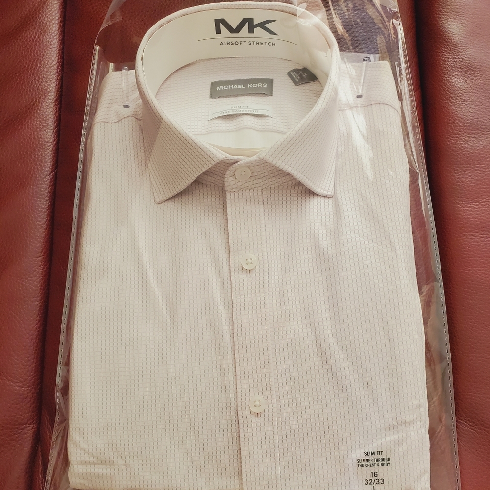 Michael Kors Men's Slim-Fit Airsoft Dress Shirt